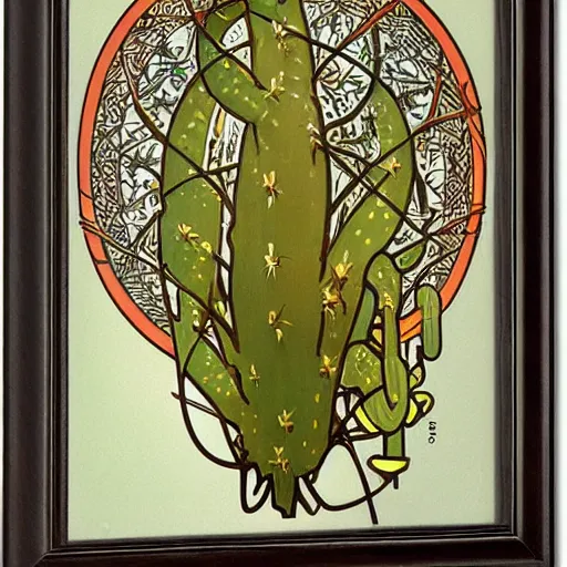 Prompt: cactus in Copenhagen by alphonse mucha