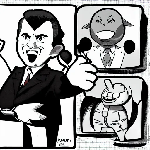 Image similar to Richard Nixon as a Pokémon trainer, anime