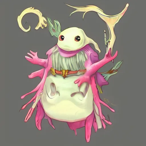 Image similar to a cute axolotl dressed as a wizard, trending on artstation