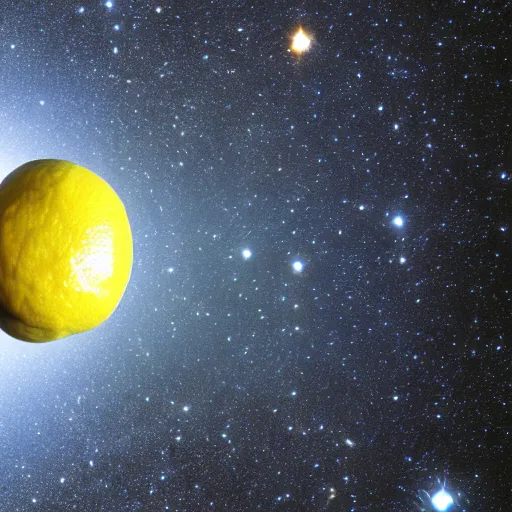 Prompt: planet in shape of lemon, photo by hubble telescope