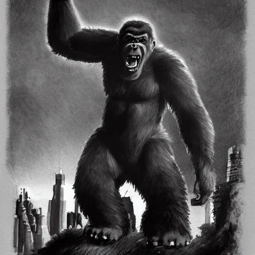 Image similar to Joe Rogan as King Kong, concept art