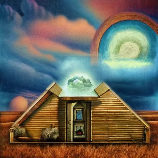 a house in nowhere, surrealism, dreamcore, Stable Diffusion