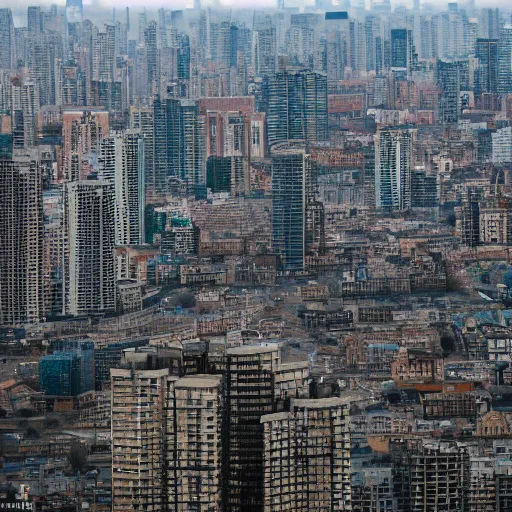 Image similar to Giant megacity looming across the landscape, dystopian, post apocalyptic, XF IQ4, f/22, ISO 200, 1/160s, 8K, RAW, unedited, symmetrical balance, in-frame