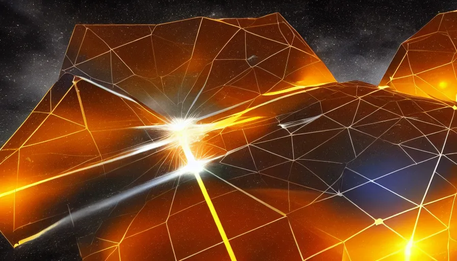 Prompt: hexagonal solar sails, floating in space blocking the sun, futuristic, sci-fi