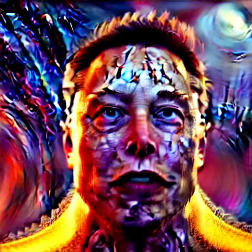 Image similar to elon musk with very long pair of golden tusks growing out of his cheeks 8 k ultra realistic, award winning, unreal engine 5, masterpiece, atmosphere glow, hyperrealistic, focused, extreme details, cinematic