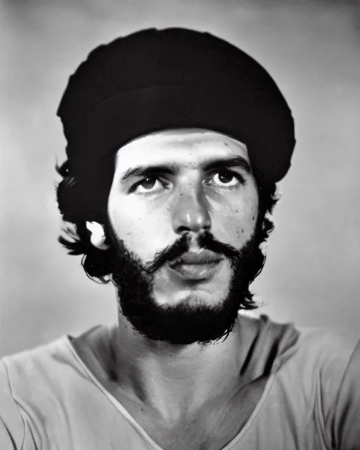 Image similar to Portrait of Larry Bird, Larry Bird as Che Guevara, Guerilla Heroica, Black and White, Photograph by Alberto Korda, inspiring, dignifying, national archives
