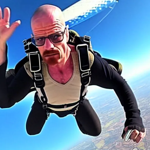 Prompt: walter white skydiving with meth