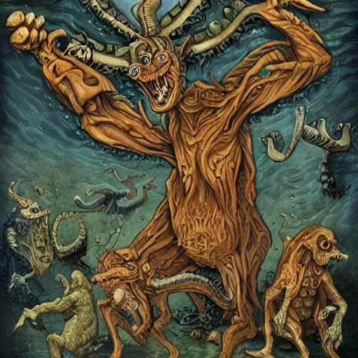 Image similar to bizarre bestiary of repressed unconscious emotional monsters and creatures