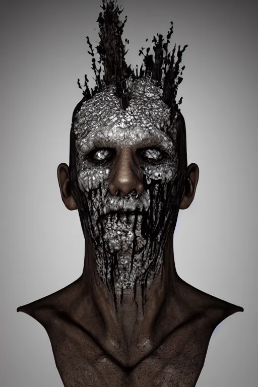 Prompt: god of death sculpture with melting face, Cinematic lighting, 3D render by Emil Melmoth, Trending on Artstation, I can't believe how detailed this is, 8k