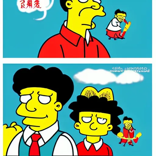 Prompt: chinese boy, simpsons style
