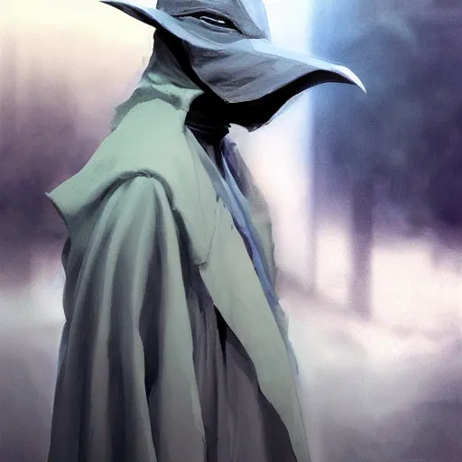 Image similar to a color pencil sketch of a mysterious plague doctor with a white mask wearing a blue wisards robe, concept art, by greg rutkowski and makato shinkai, by melmoth zdzislaw belsinki craig mullins yoji shinkawa, black light, semi - realistic render, pencil, paint smears, realistic manga, dramatic lighting, d & d design