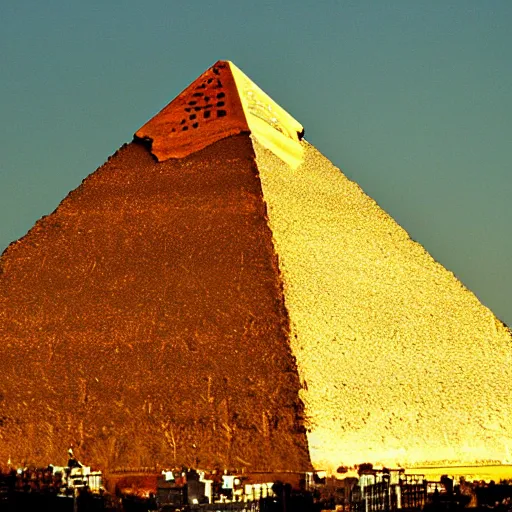 Image similar to 'a golden iluminati pyramid'