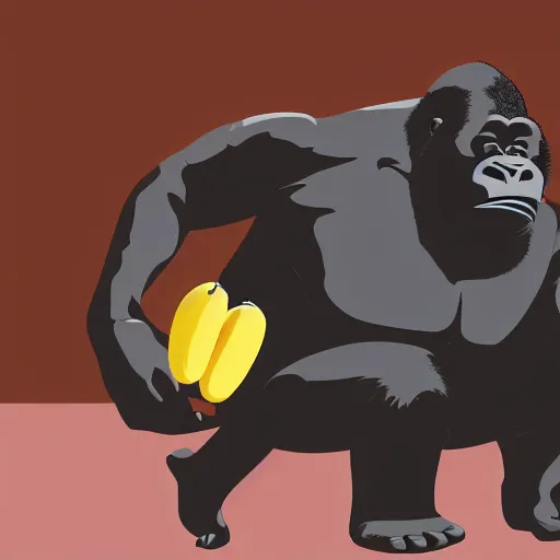 Image similar to big black man with gorilla body eating bananas in the hood, 8k resolution, full HD, cinematic lighting, award winning, anatomically correct