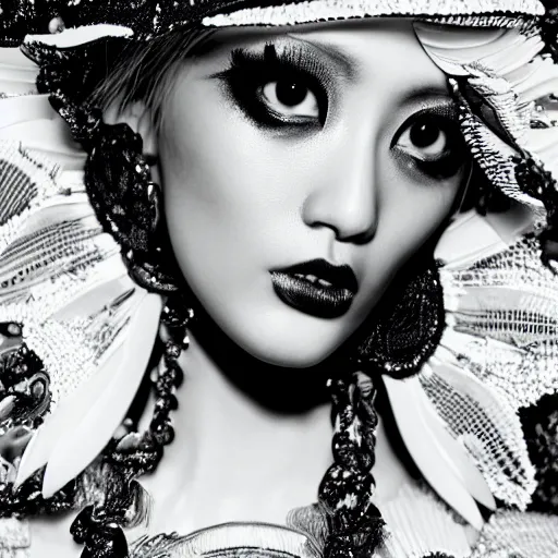 Image similar to close up of fashion model, official atsuko kudo editorial, highly detailed