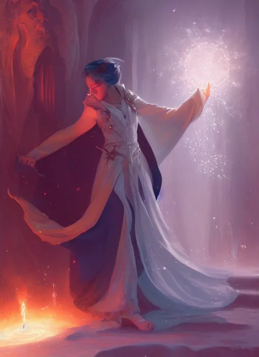 Prompt: a mage casting a frost spell by charlie bowater and john howe and delphin enjolras