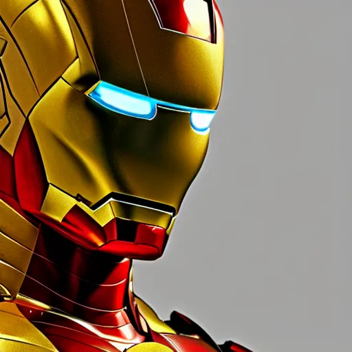 Prompt: a close up photo of a detailed golden statue of Iron Man, 8K,