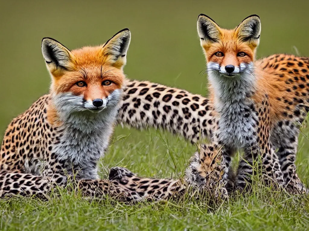 Image similar to a fox with leopard print, natural geographic, high quality photograph, stunning