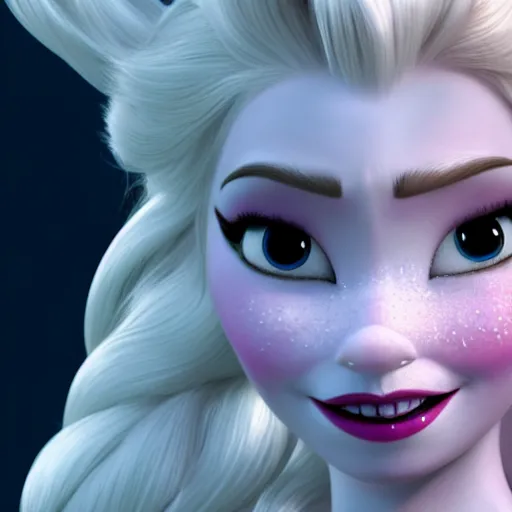 Prompt: closeup of a photorealistic 3d model elsa frozen