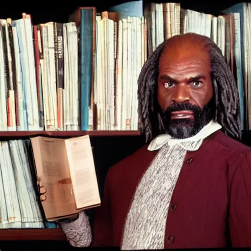 Prompt: worf with three books