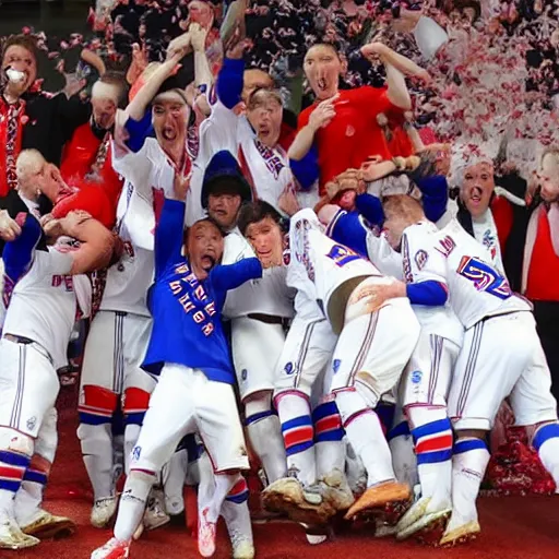 Image similar to the rangers winning a teacup