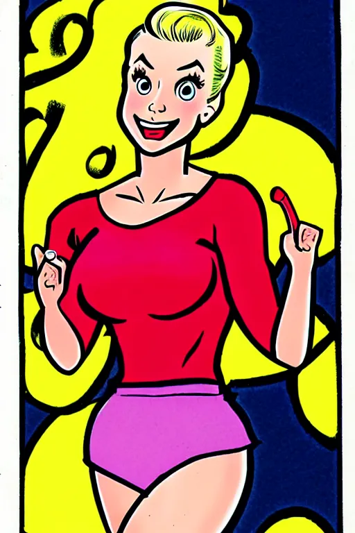 Image similar to betty cooper, in the style of dan decarlo, as drawn by dan decarlo for archie comics,