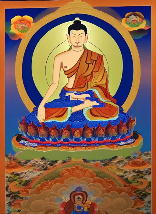 Image similar to a thangka of Medicine Buddha 3D vray