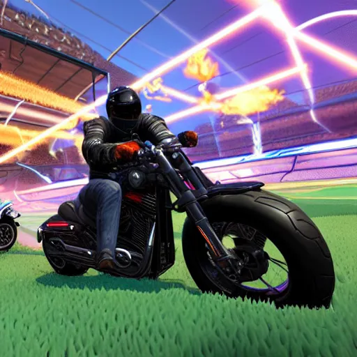 Prompt: a harley davidson on rocket league, high resolution