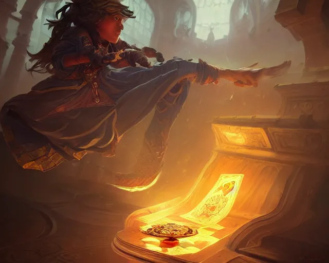 Prompt: skateboarding floor is lava, deep focus, d & d, fantasy, intricate, elegant, highly detailed, digital painting, artstation, concept art, matte, sharp focus, illustration, hearthstone, art by artgerm and greg rutkowski and alphonse mucha