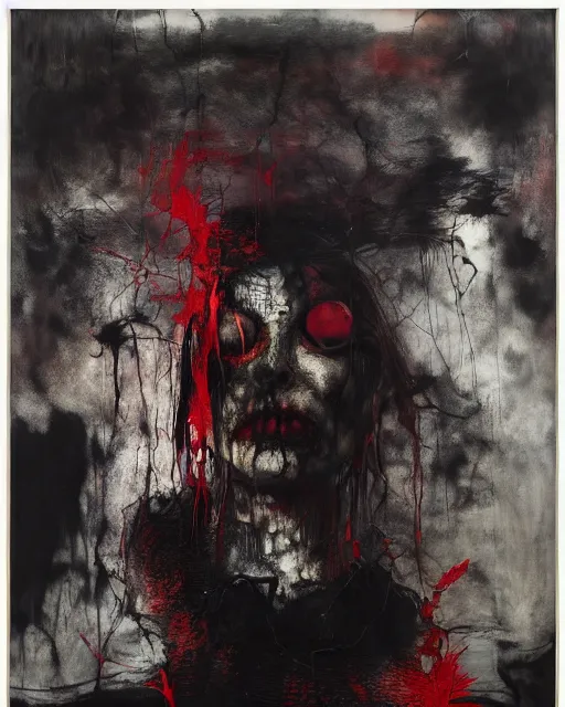 Image similar to the embodiment of dark surrealism, a brutalist designed, gothic, rich deep colours, charcoal, painted by francis bacon, adrian ghenie, nicola samori, james jean and petra cortright, part by gerhard richter, part by takato yamamoto. 8 k masterpiece.