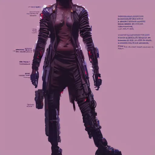 Image similar to cyberpunk character, full body shot, concept art, character sheet, painted by stanley lau, painted by greg rutkowski, painted by stanley artgerm, digital art, trending on artstation