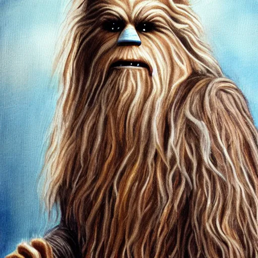 Image similar to gandalf as chewbacca, painting