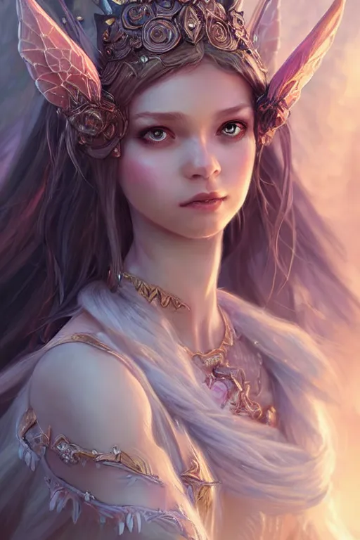 Image similar to fairy princess, highly detailed, d & d, fantasy, highly detailed, digital painting, trending on artstation, concept art, sharp focus, illustration, art by artgerm and greg rutkowski and fuji choko and viktoria gavrilenko and hoang lap