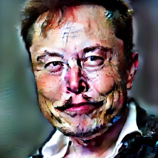 Image similar to Elon musk with a mustache in the style of salvador dalli