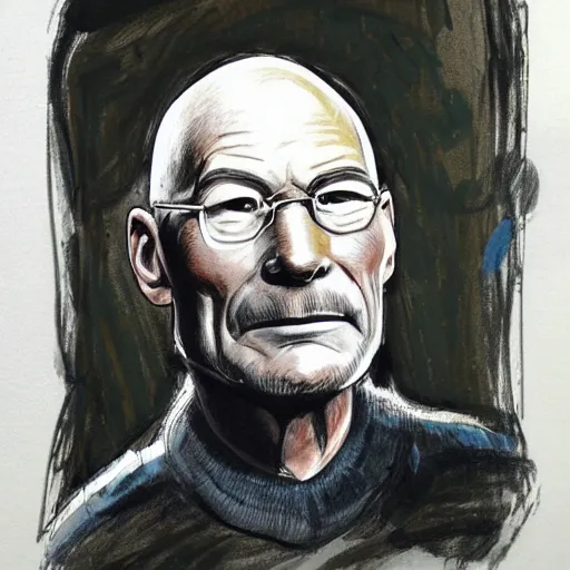 Prompt: portrait of patrick stewart by mo willems