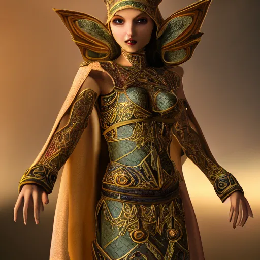 Image similar to beautiful elf with ornate robes, highly detailed, 8k, HDR, smooth, sharp focus, hyper realistic, high resolution