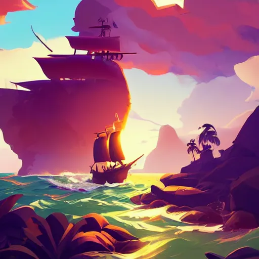 Image similar to painting treasure on sea of thieves game smooth median photoshop filter cutout vector, behance hd by jesper ejsing, by rhads, makoto shinkai and lois van baarle, ilya kuvshinov, rossdraws global illumination