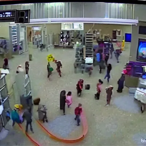 Prompt: fall guys caught on security camera