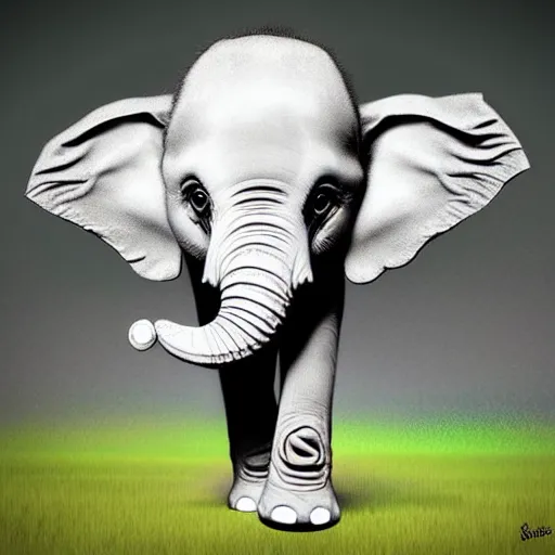 Image similar to baby elephant wearing south africa cricket team hat, digital art