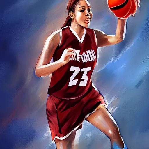 Prompt: painting of an woman basketball player, cg worker artstation