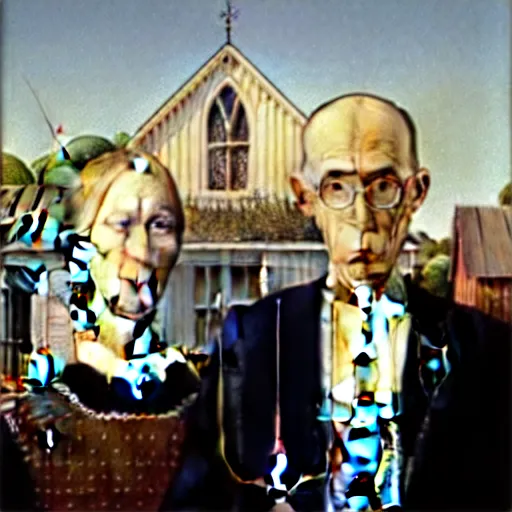 Image similar to American Gothic by Hieronymus Bosch