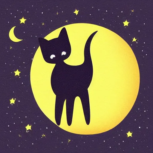 Prompt: black cat, crescent moon, night time, symbolic, super detailed