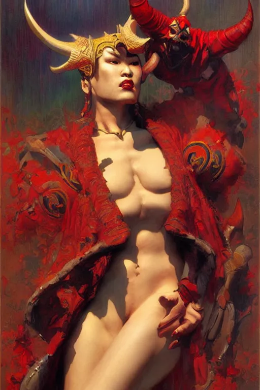 Image similar to devil, character design, ming dynasty, colorful, painting by gaston bussiere, craig mullins, j. c. leyendecker, tom of finland