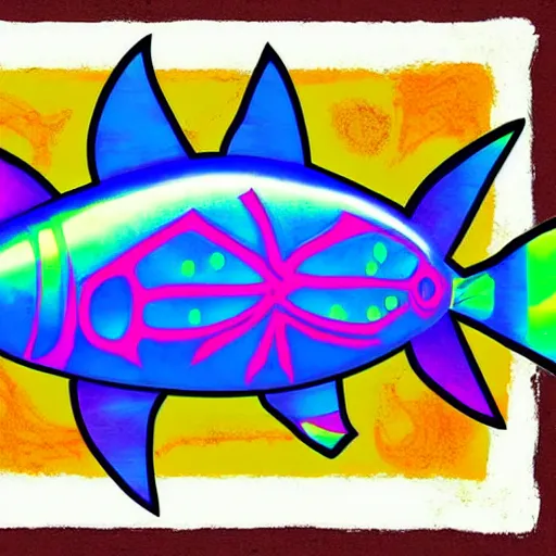 Prompt: psychedelic tuna fish, trending on artstation