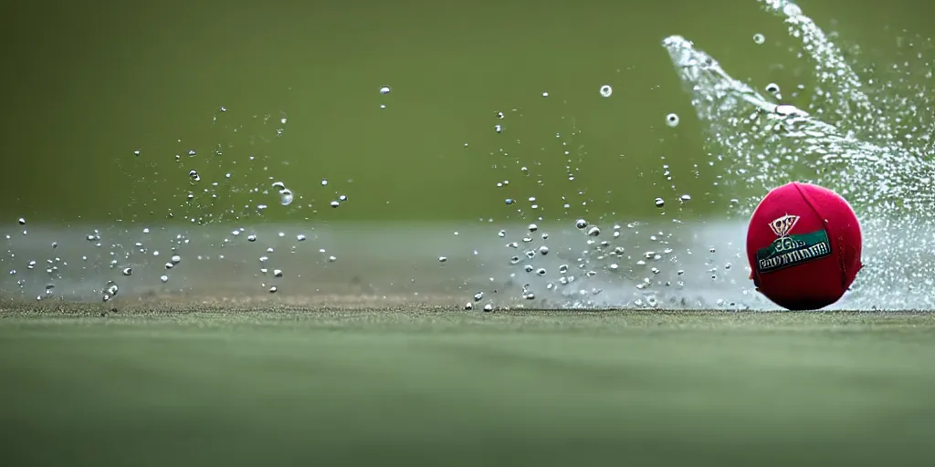 Image similar to Close up portrait of a Cricket Player, award winning photograph, 50 mm lens and f/12.0, fast shutter speed of water floating in the air