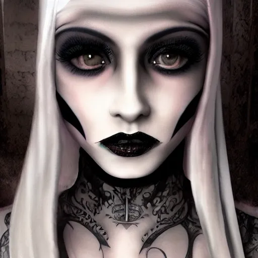 Prompt: pale goth beauty, realistic detail