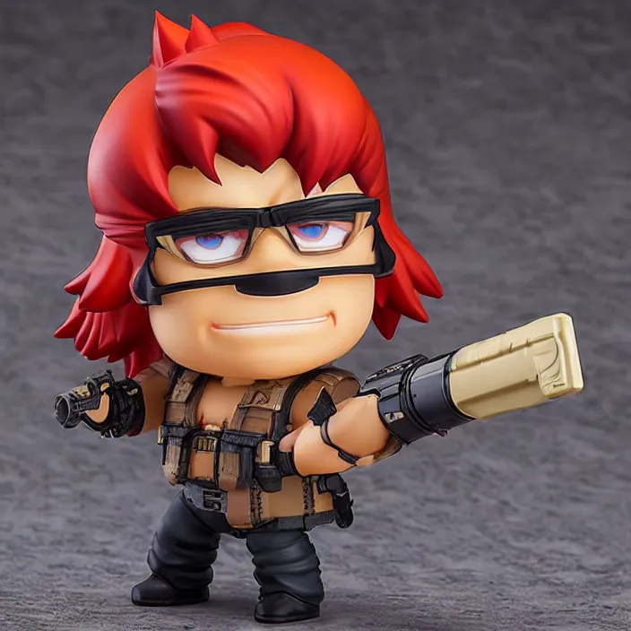 Prompt: Duke Nukem!!!!!!!!!!!!!!!!!, An anime Nendoroid of Duke Nukem, figurine, detailed product photo