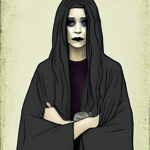 Image similar to goth mary kate olsen, art by michael miller