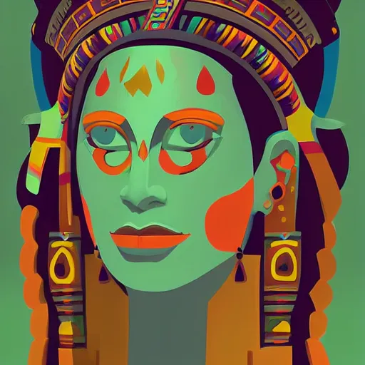 Image similar to mayan priestess, sharp focus, james gilleard, print, game art