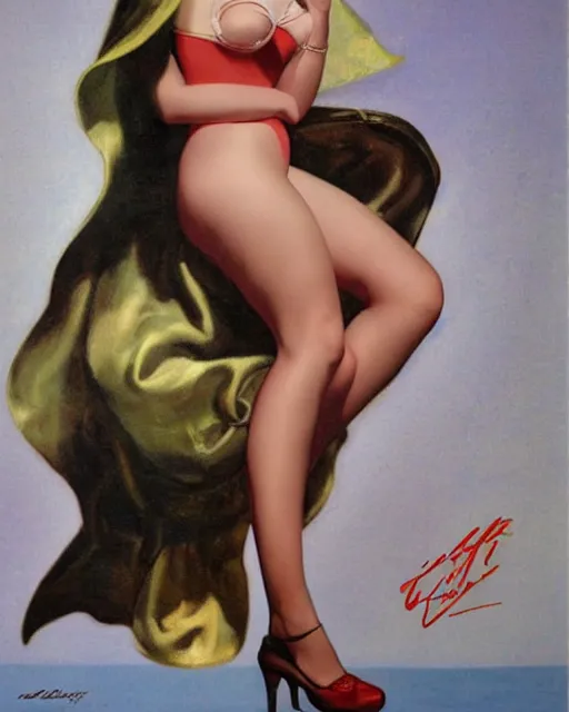 Prompt: William Dafoe by Gil Elvgren