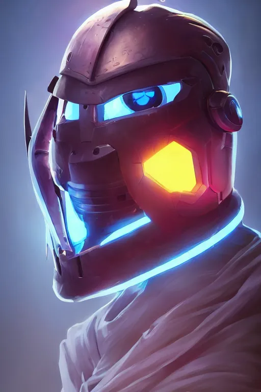 Image similar to epic mask helmet robot ninja portrait stylized as fornite style game design fanart by concept artist gervasio canda, behance hd by jesper ejsing, by rhads, makoto shinkai and lois van baarle, ilya kuvshinov, rossdraws global illumination radiating a glowing aura global illumination ray tracing hdr render in unreal engine 5